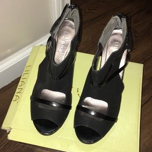 Black open toe heels